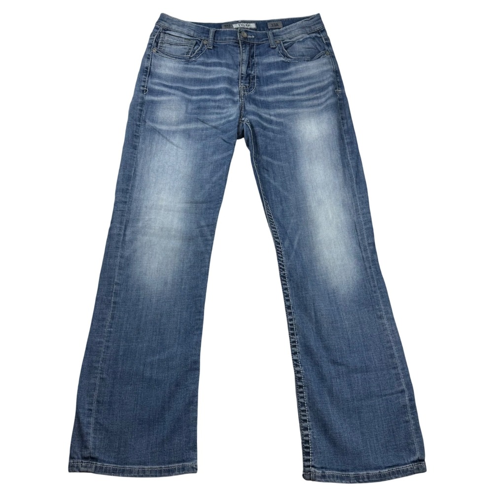 BKE Tyler Straight Leg Jeans Mens 33R (33x32) Medium Wash Distressed Denim